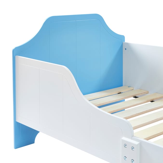 Liberty House Toys Two Tone Toddler Bed and 9 Bin Storage Unit Set - White & Blue
