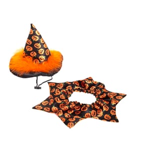 My Pets Halloween Dog Dress Up Hat and Collar - Pumpkin