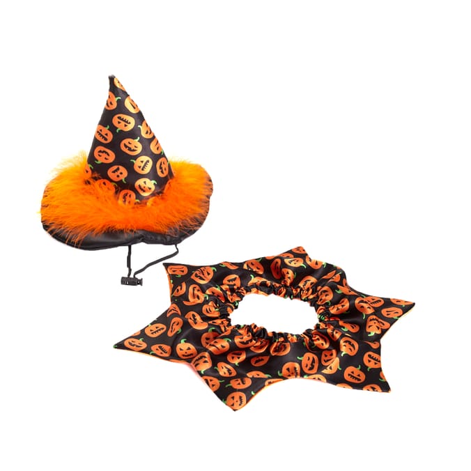 My Pets Halloween Dog Dress Up Hat and Collar - Pumpkin