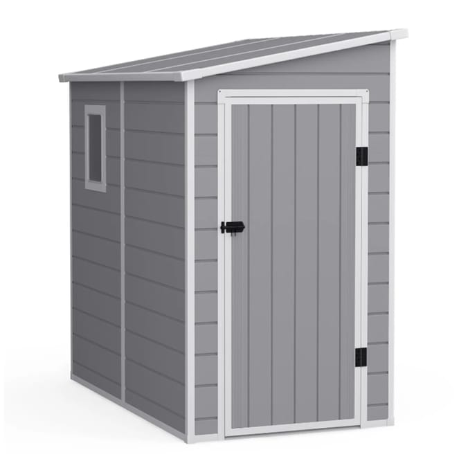 StoreMore Lotus Veritas Lean To Plastic Shed With Floor 6x4ft - Light Grey