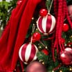 Festive Feeling Satin Stripe Christmas Bauble 6 Pack