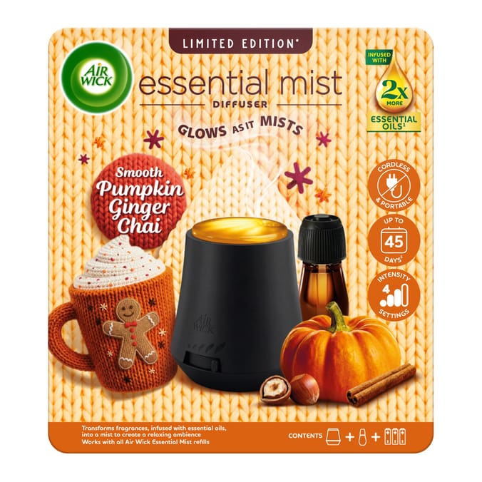 Air Wick Smooth Pumpkin Ginger Chai Essential Mist Diffuser Kit 20ml 