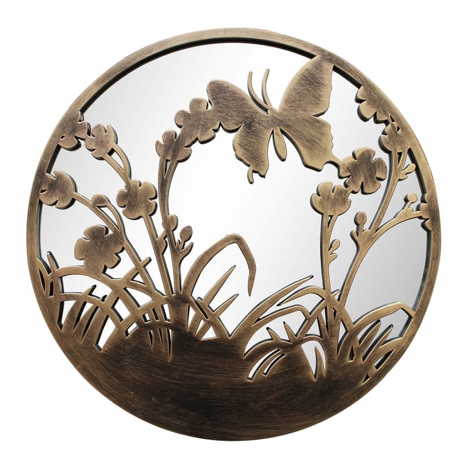  The Outdoor Living Collection Decorative Round Mirror - Butterfly 20"