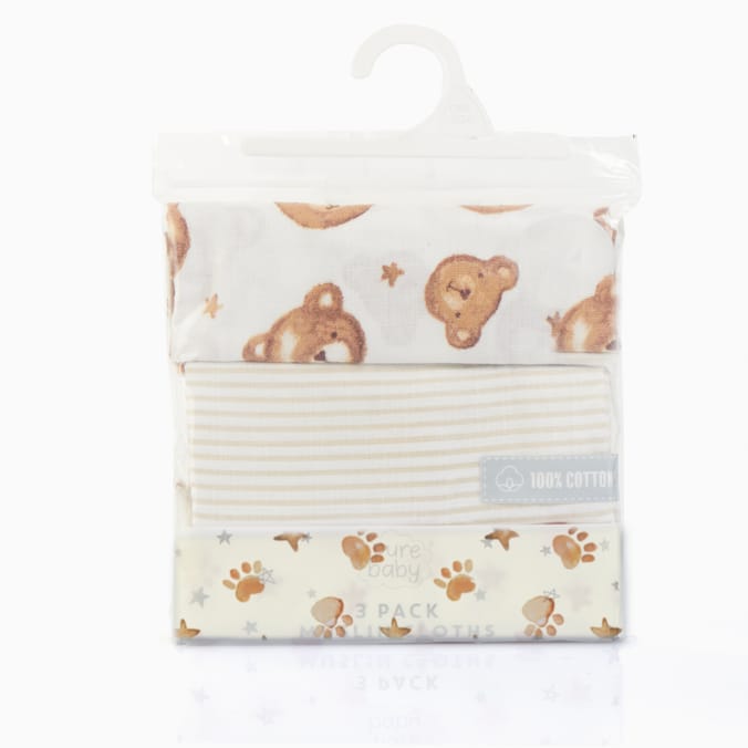 Pure Baby Muslin Cloth 3 Pack