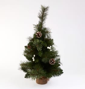 Festive Feeling Pine Cone Table Tree - White