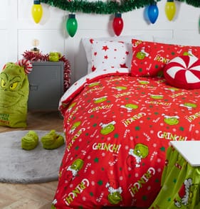 The Grinch Glow In The Dark Double Duvet Set - Red