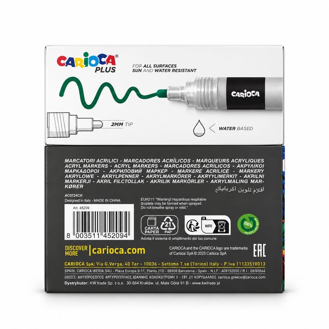 Carioca Plus Acrylic Markers 8 Pack