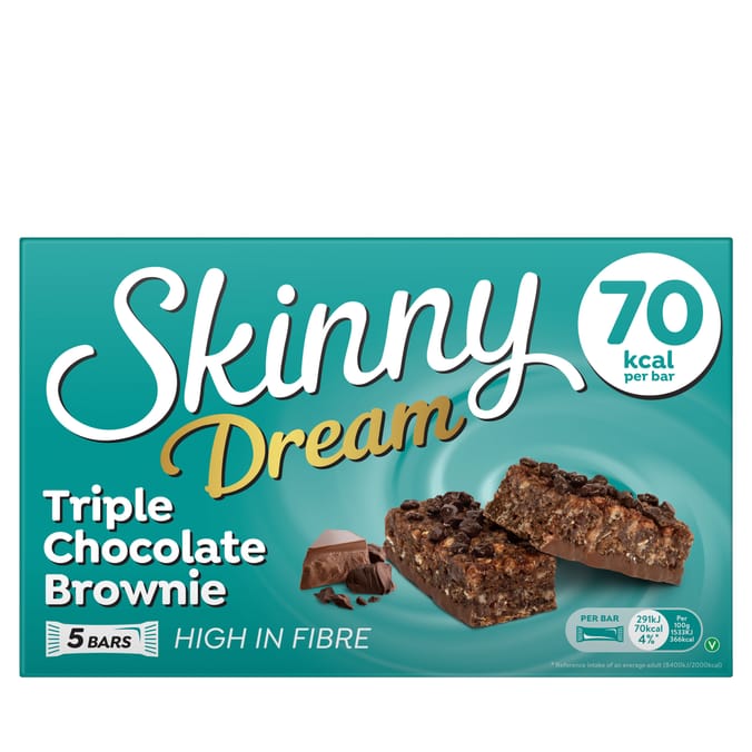 Skinny Triple Chocolate Brownie 5 Bars Snack x10