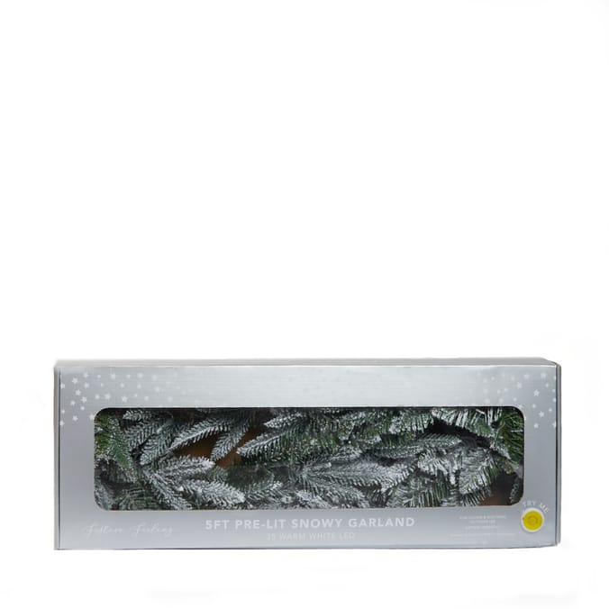 Festive Feeling 5ft Pre Lit Snowy Garland