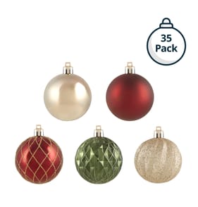 Winter Charm 7cm Christmas Baubles 35 Pack