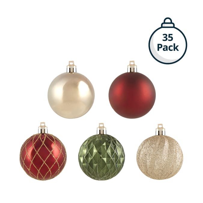 Winter Charm 7cm Christmas Baubles 35 Pack
