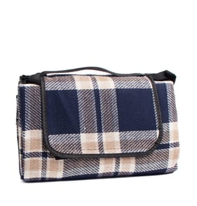 Lakescape Check Deluxe Picnic Blanket - Navy/Brown