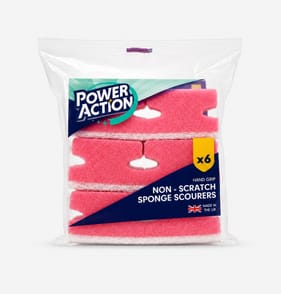 Power Action Hand Grip Non-Scratch Sponge Scourer 6 Pack
