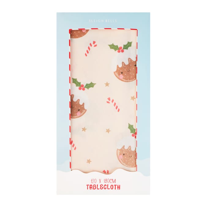 Sleigh Bells Christmas Pudding Table Cloth