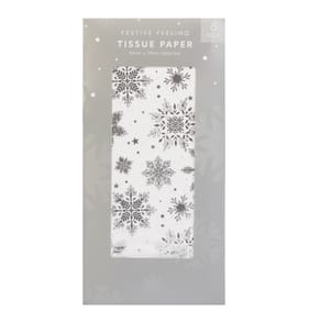 Festive Feeling Tissue Paper 6 Pack - Silver Snowflakes