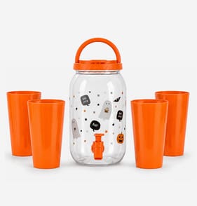 Haunted House Halloween Drink Dispenser With 4 Cups - Orange