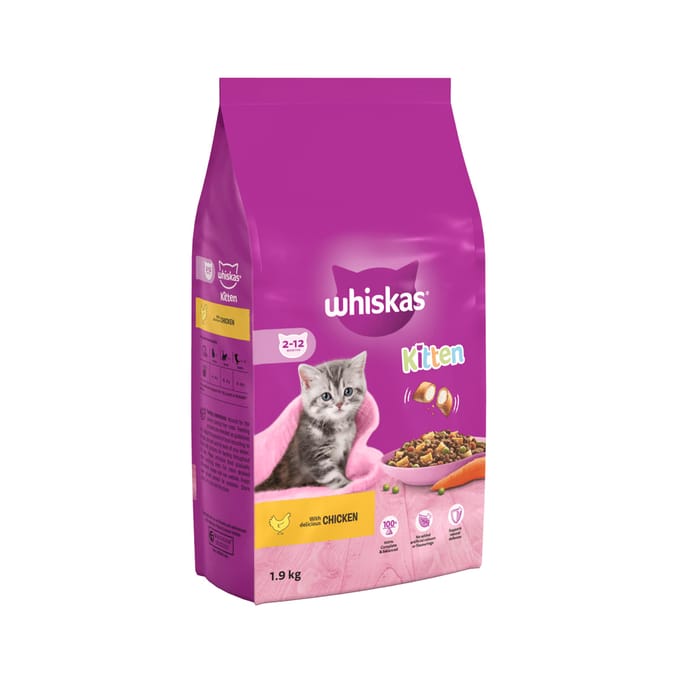 Whiskas Kitten 2-12 Months with Chicken Dry Kitten Food 1.9kg