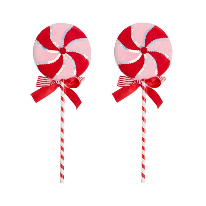 Festive Feeling Plush Lollipop - Red/Pink x2 | Home Bargains