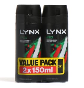 Lynx Body Spray Twin Pack 150ml - Africa