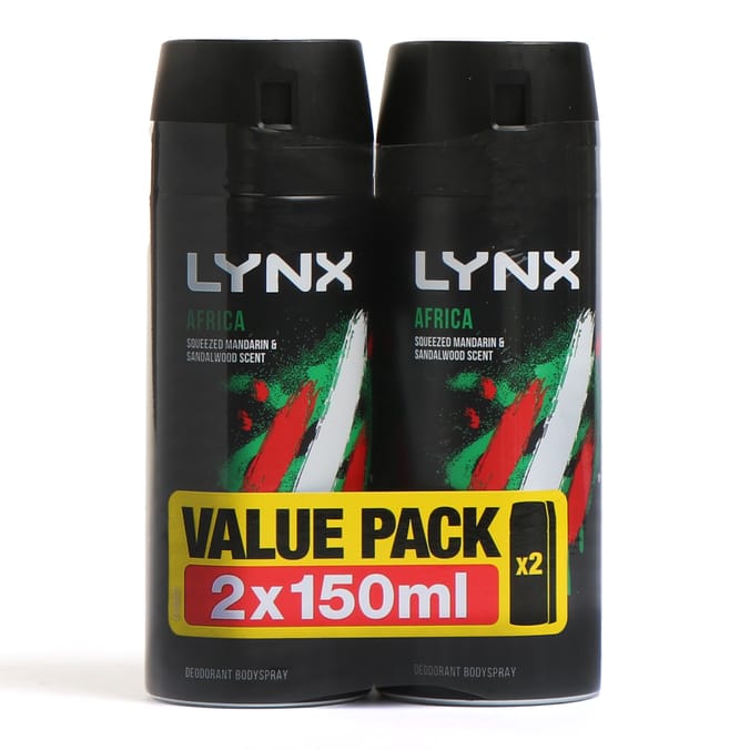 Lynx Body Spray Twin Pack 150ml - Africa