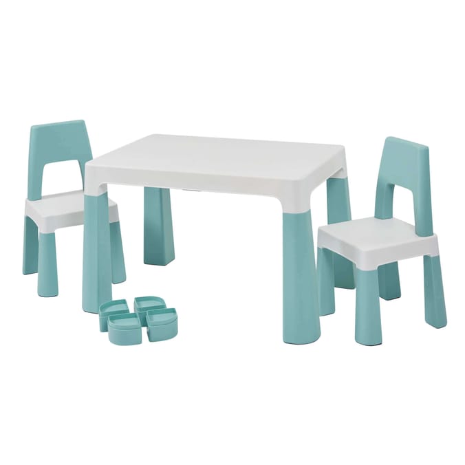 Liberty House Toys Kids Height Adjustable Table and Two Chairs Set - White & Green