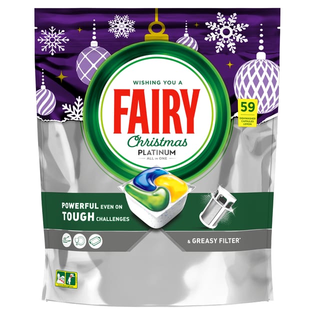 Fairy Platinum All In One Dishwasher Tablets Lemon 59 Tablets Home