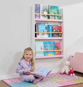 Liberty House Toys Kids Picture Book Wall Bookshelf - White & Pink