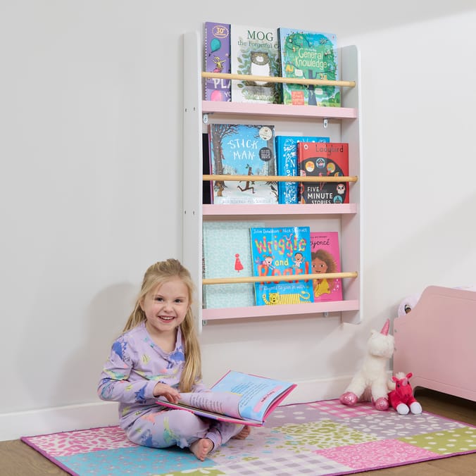 Liberty House Toys Kids Picture Book Wall Bookshelf - White & Pink