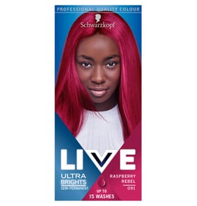 Schwarzkopf Live Ultra Brights or Pastel Pink Hair Dye Raspberry Rebel Pink 091 Semi-Permanent
