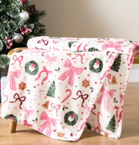 Festive Feeling Pink Bow Throw