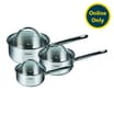 Pyrex Master 3PC Stainless Steel Saucepan Set & Glass Lids