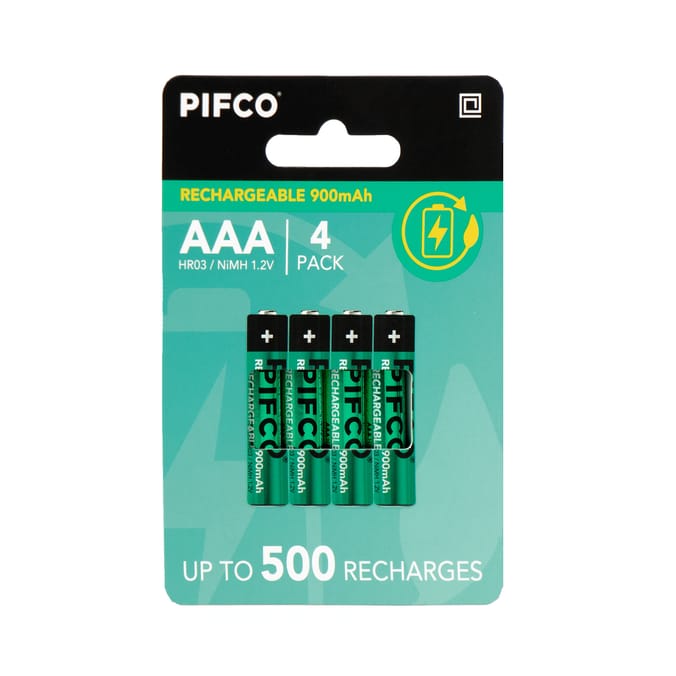 Pifco AAA Rechargeable 900mAh Batteries 4 Pack
