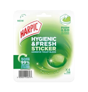 Harpic Pine Hygienic & Fresh Sticker Blocks 4 Pack