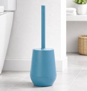 Bath Plastic Toilet Brush & Holder - Blue