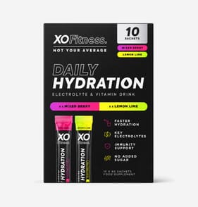 XO Fitness Daily Hydration Electrolyte & Vitamin Drink Sachets 6g x 10 Pack - Mixed Berry/ Lemon Lime