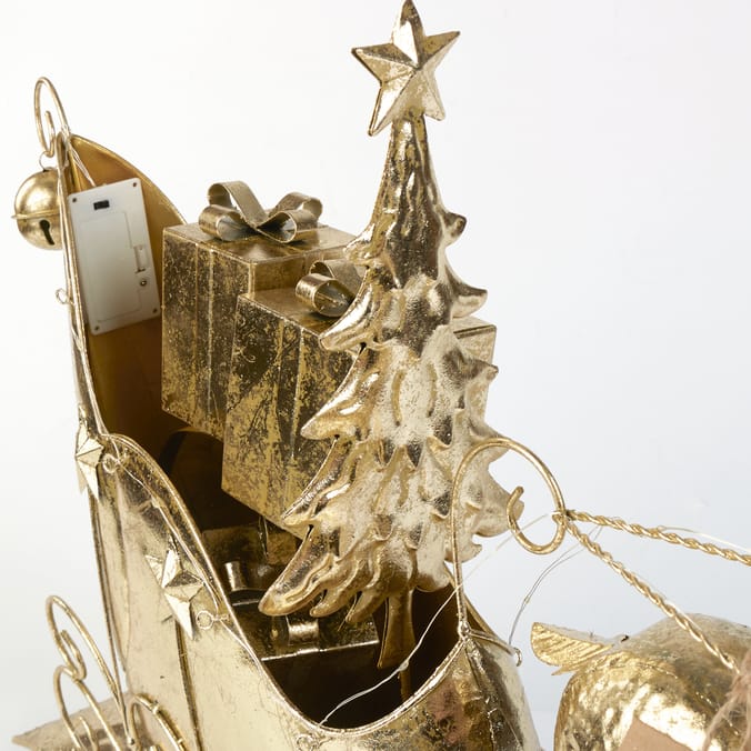 Winter Luxe Metal Reindeer With Sleigh 