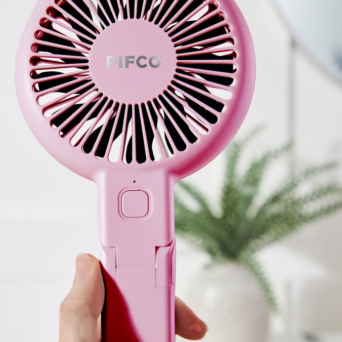  Pifco 2-In-1 Rechargeable Handheld Fan - Pink