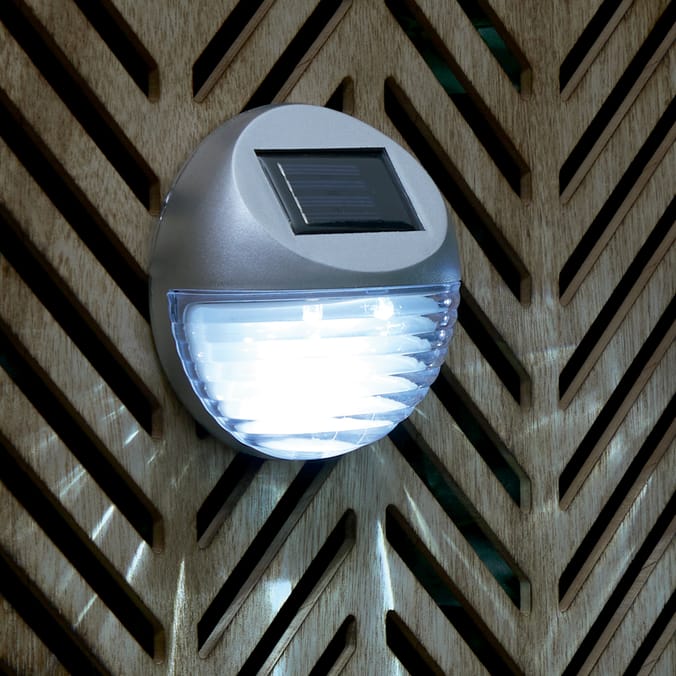 Firefly LED Solar Fence Light Silver x3