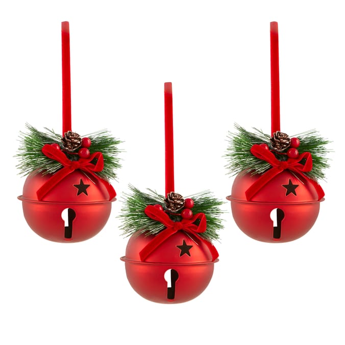 Winter Charm 9cm Christmas Bells Baubles 3 Pack