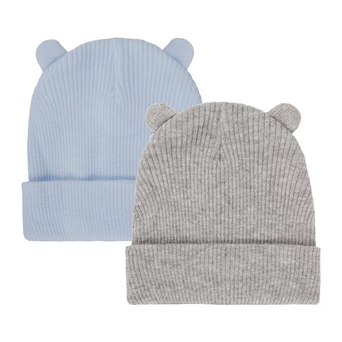 Pure Baby Rib-Knit Beanie 2 Pack