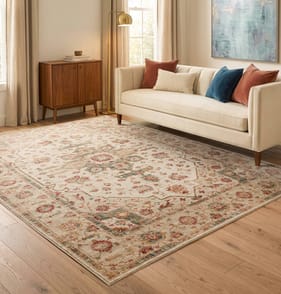 Asiatic Raja Medallion Runner RA01 - Cream/Multi-Colour