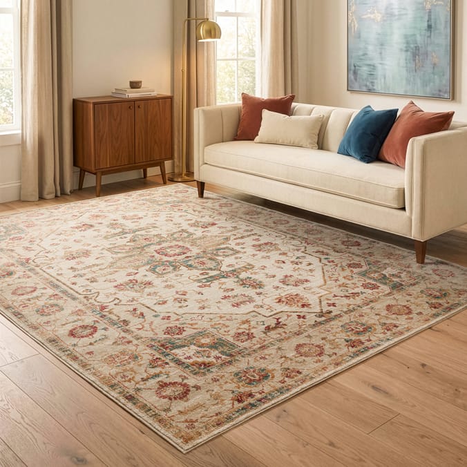 Asiatic Raja Medallion Runner RA01 - Cream/Multi-Colour