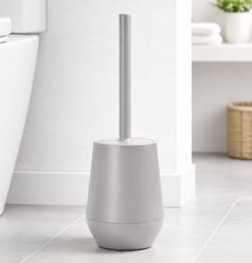Bath Plastic Toilet Brush & Holder - Grey