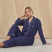 Jeff & Co by Jeff Banks Ladies Piped Soft Navy Pyjama Set