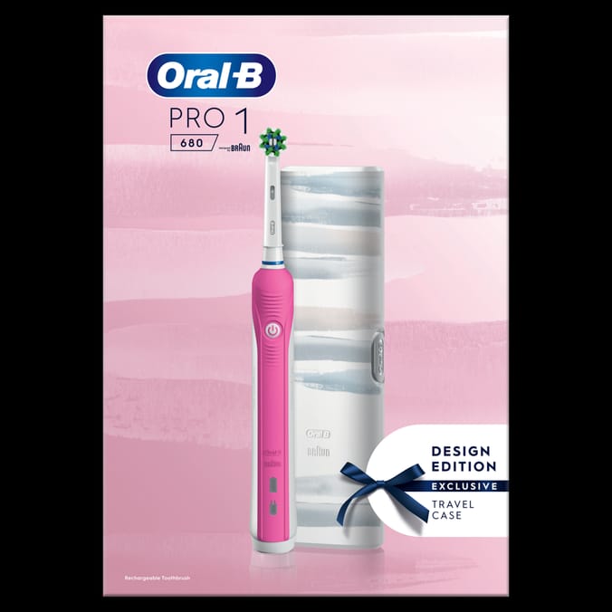 Oral-B Pro Series 1 680 Pink 3DWhite Electric Toothbrush + Travel Case