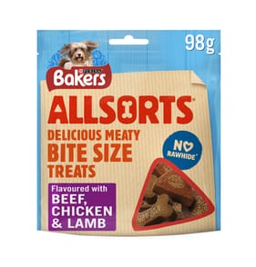 Bakers Allsorts Dog Treats Chicken, Beef & Lamb 6 x 98g