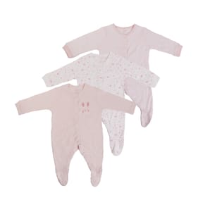 Pure Baby Pink Baby Grow 3 Pack - 6-9 Months