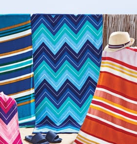 Hello Summer Beach Towel - Blue Chevron