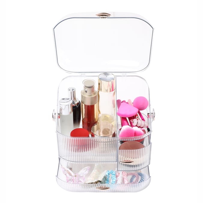 Make Up Organiser Cosmetic Ribbed Storage Box