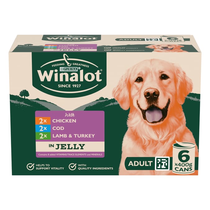 Winalot Classics Mixed in Jelly with Cod Wet Dog Food 6 x 400g